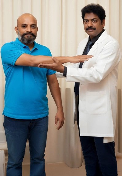 Dr. Bala assessing a patient